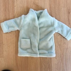 American girl doll robe in aqua fleece.  No tie.  18” doll size.